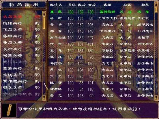 三国群英传2所有物品作用是什么